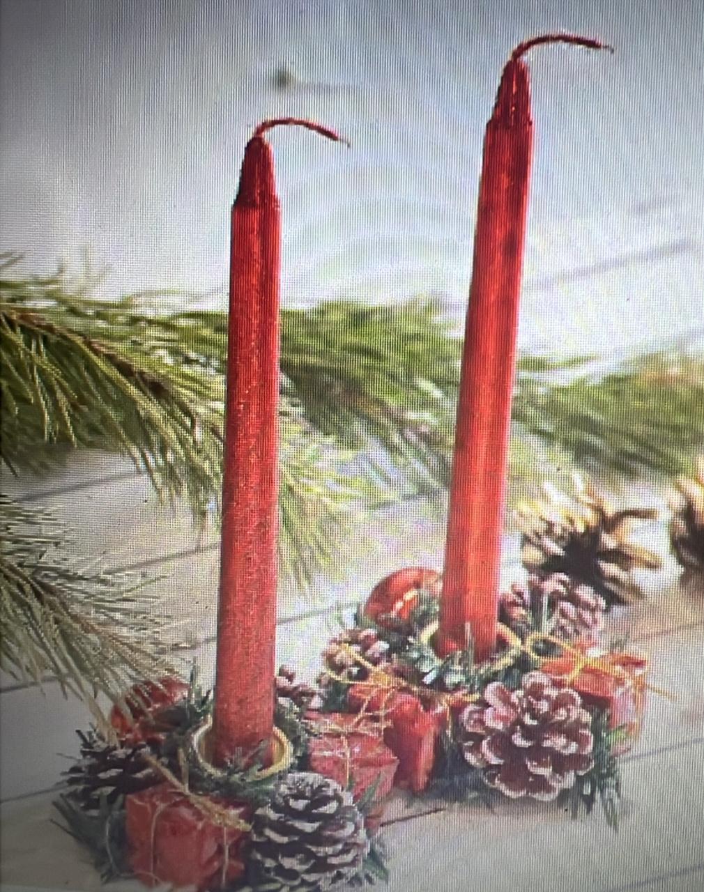 Vela navideño c/ porta velas 4pcs